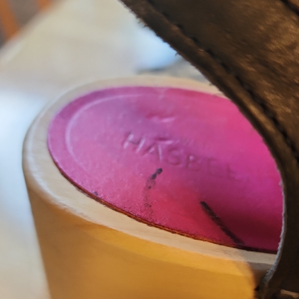 Swedish Hasbeens Pink and Brown Sandals